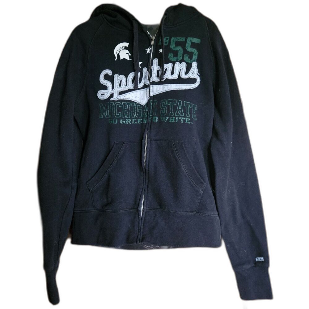 Michigan State‎ Spartans Junior L Black Full Zip Hoodie Women’s Game Day MSU